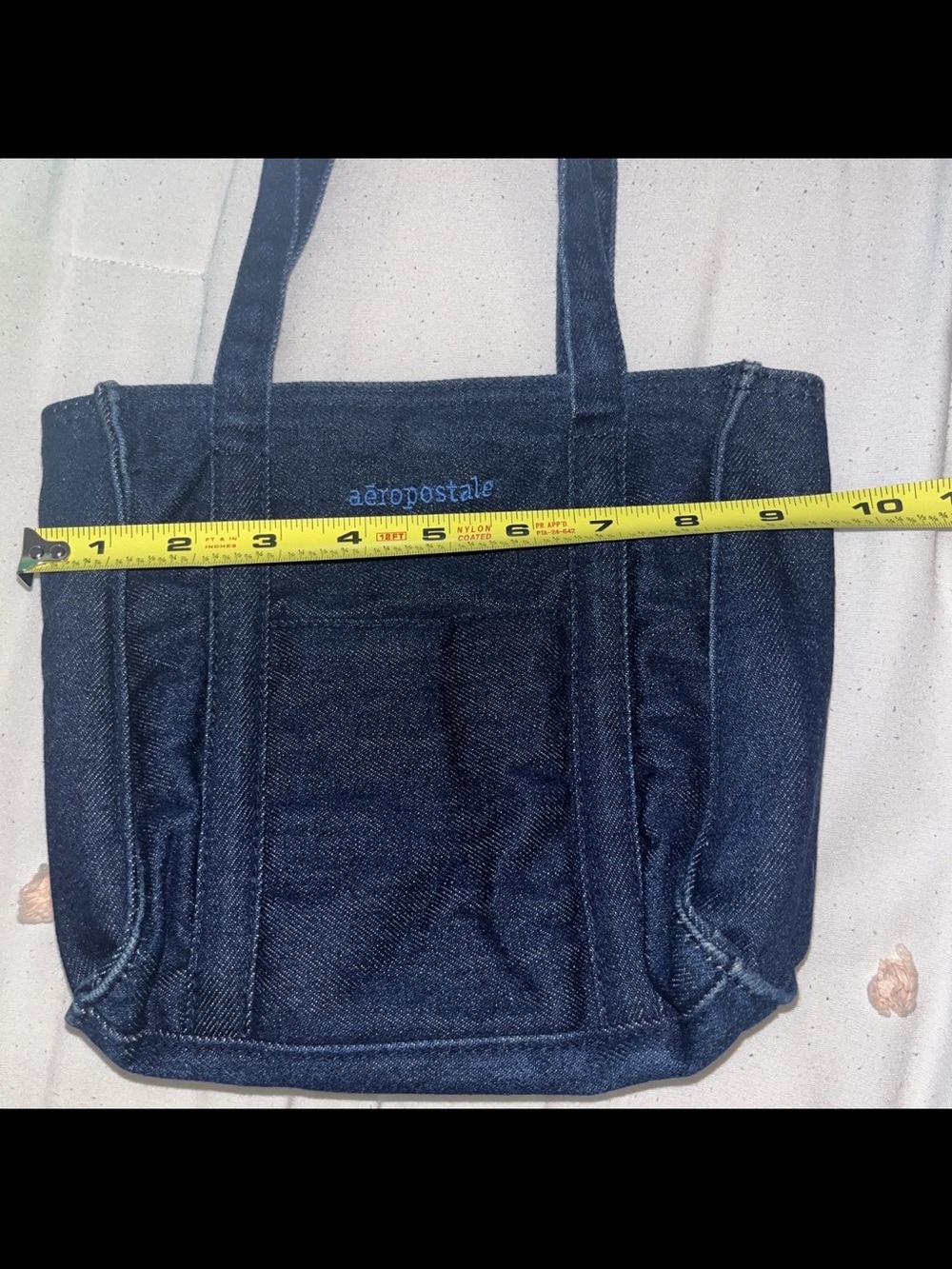 Y2K Aéropostale Blue Jean Denim Mini Tote Bag Snap Close Zipper Girl Pocket Cute - Picture 6 of 7
